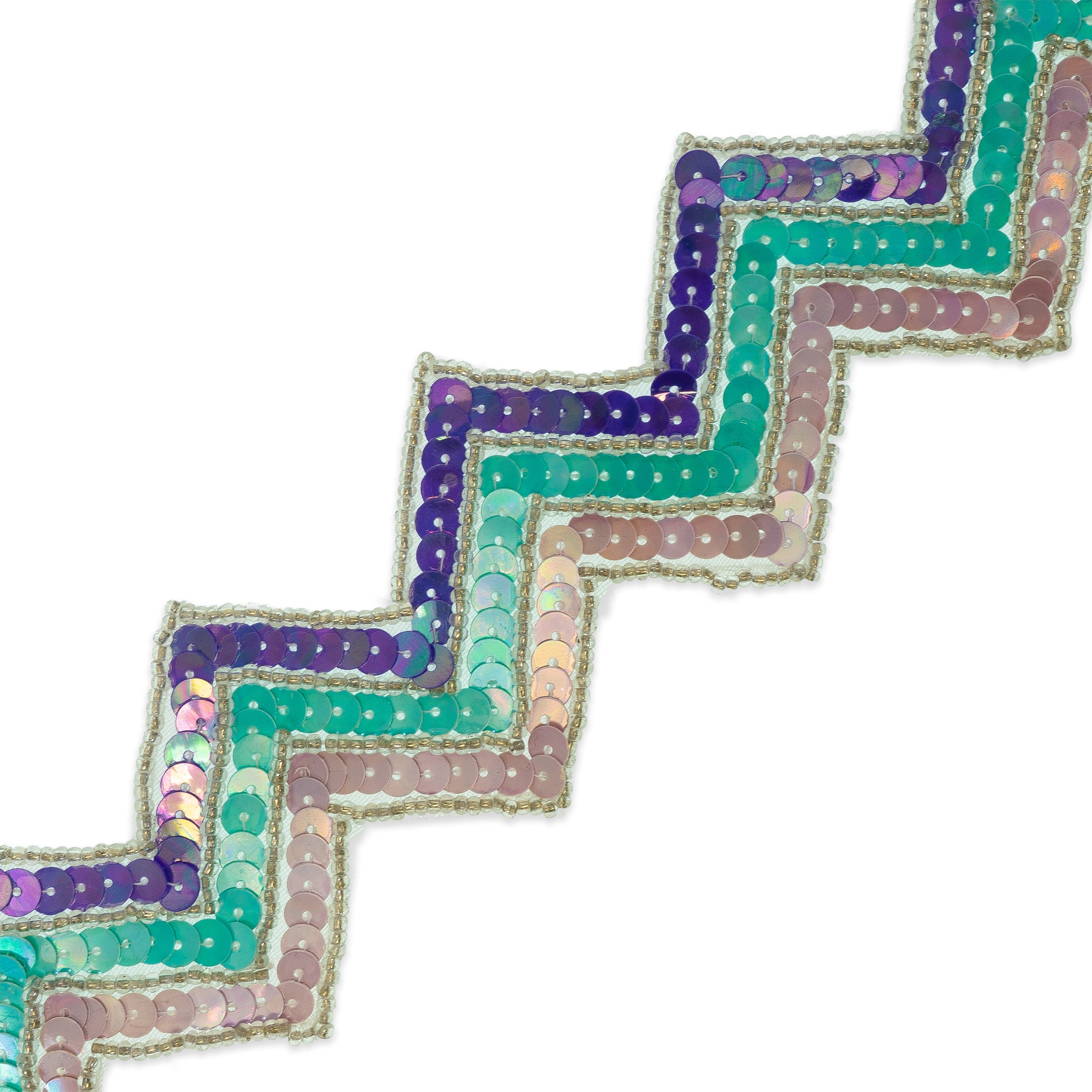 5 yards of Zig Zag Chevron Sequin Trim (2")  - Lavender Multi