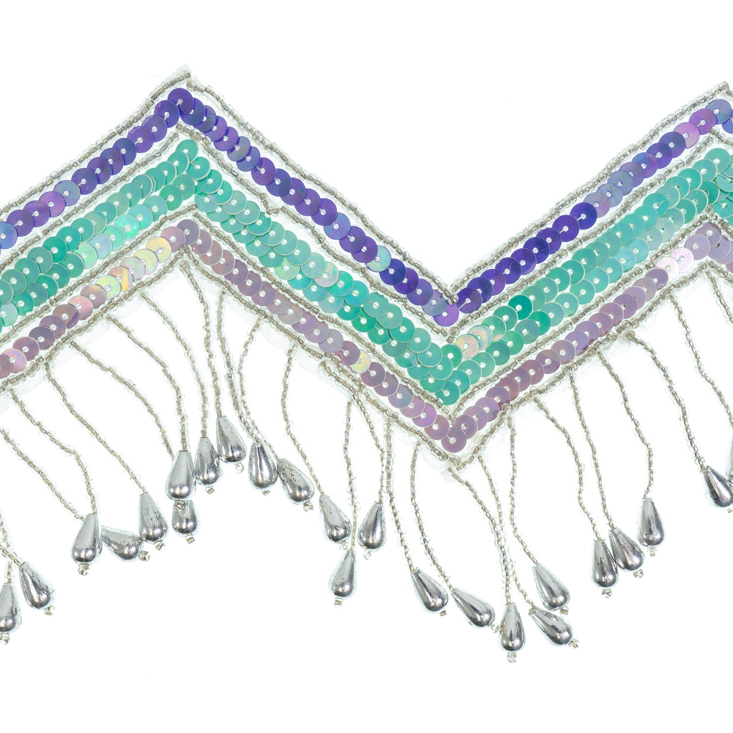 Chevron Sequin Beaded Fringe Trim (4 1/2") (Sold by the Yard)