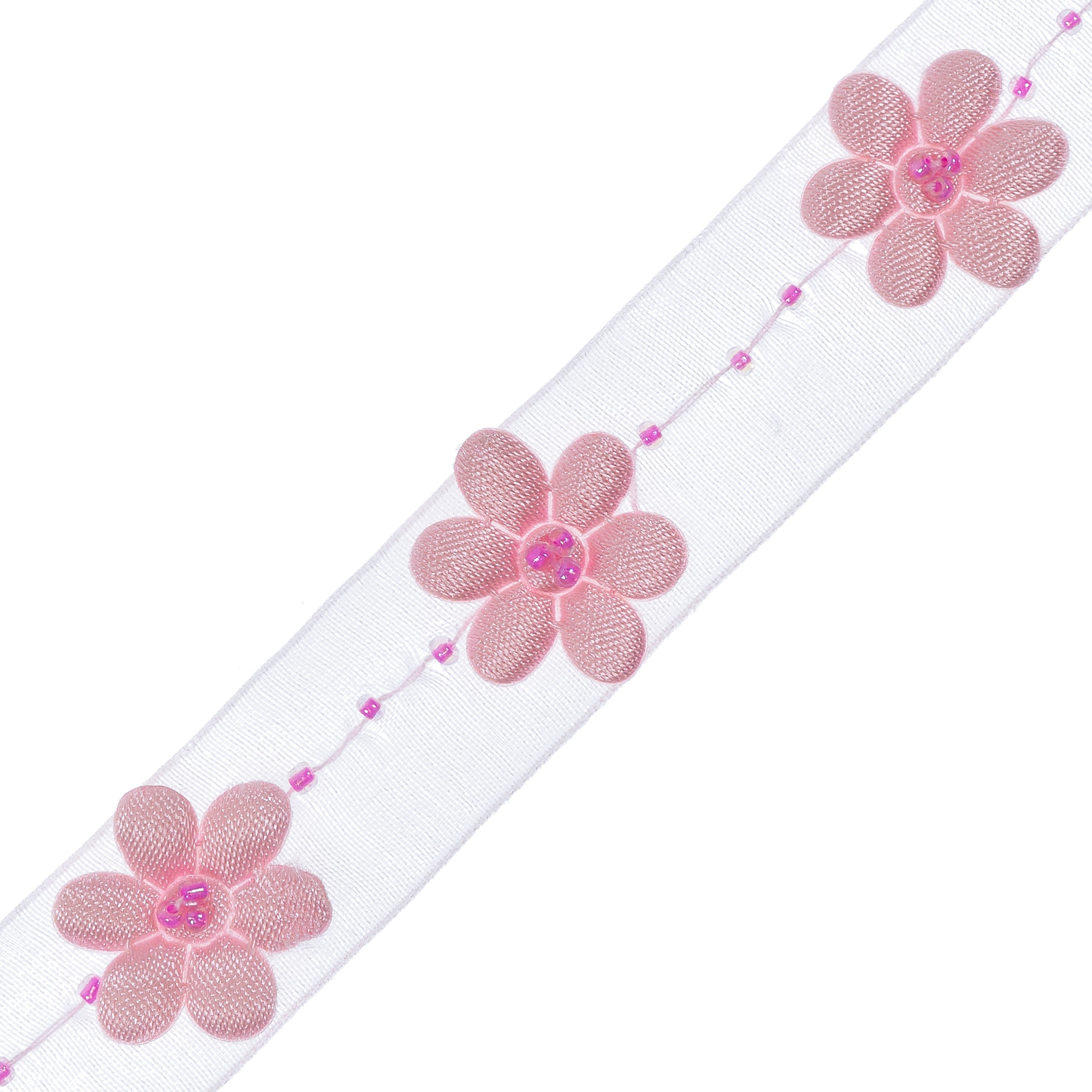 Beaded Organza Daisy Trim (Sold by the Yard)