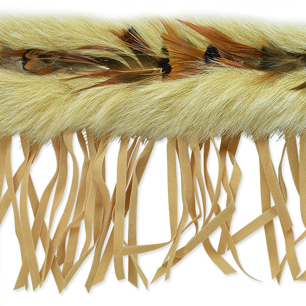 Faux Suede Fur Trim - Beige Multi - 4 1/2" (Sold by the Yard)