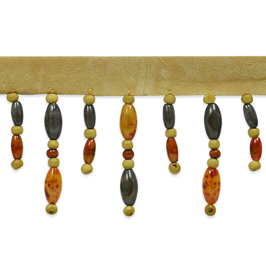 Faux Suede Beaded Fringe Trim (Sold by the Yard)