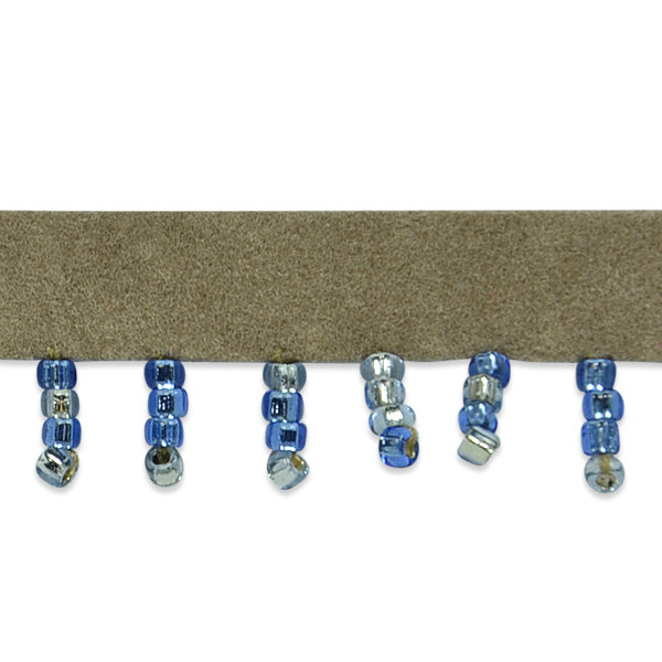 Faux Suede Beaded Fringe Trim - IR1854DNM (Sold by the Yard)