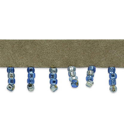 Faux Suede Beaded Fringe Trim - IR1854DNM (Sold by the Yard)