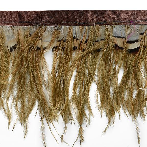 Ostrich and Tiger Feather Fringe Trim  (Sold by the Yard)