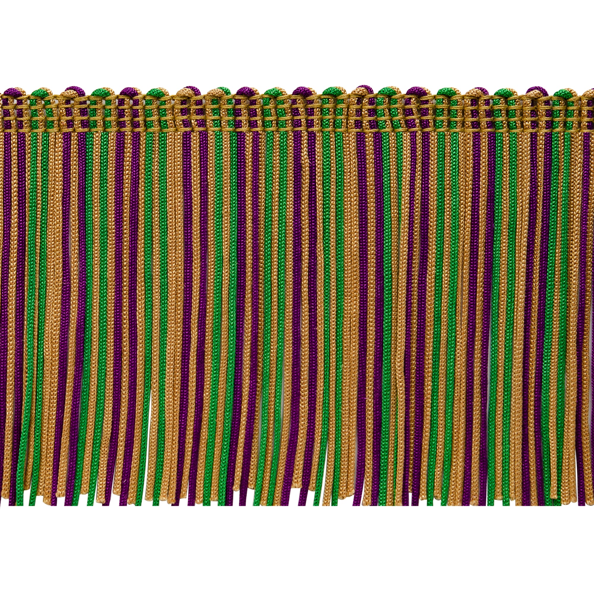 4" Striped Multicolor Chainette Fringe, Decorative, Versatile for Costumes (Sold by the Yard)