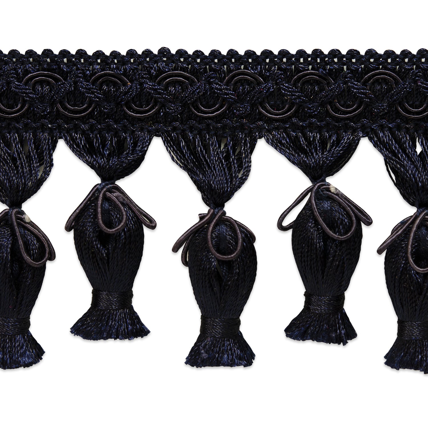 Tied Tassel Fringe Trim Navy     (Sold by the Yard)