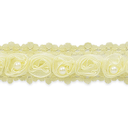 Jill Ribbon Rosette and Pearl Trim (Sold by the Yard)