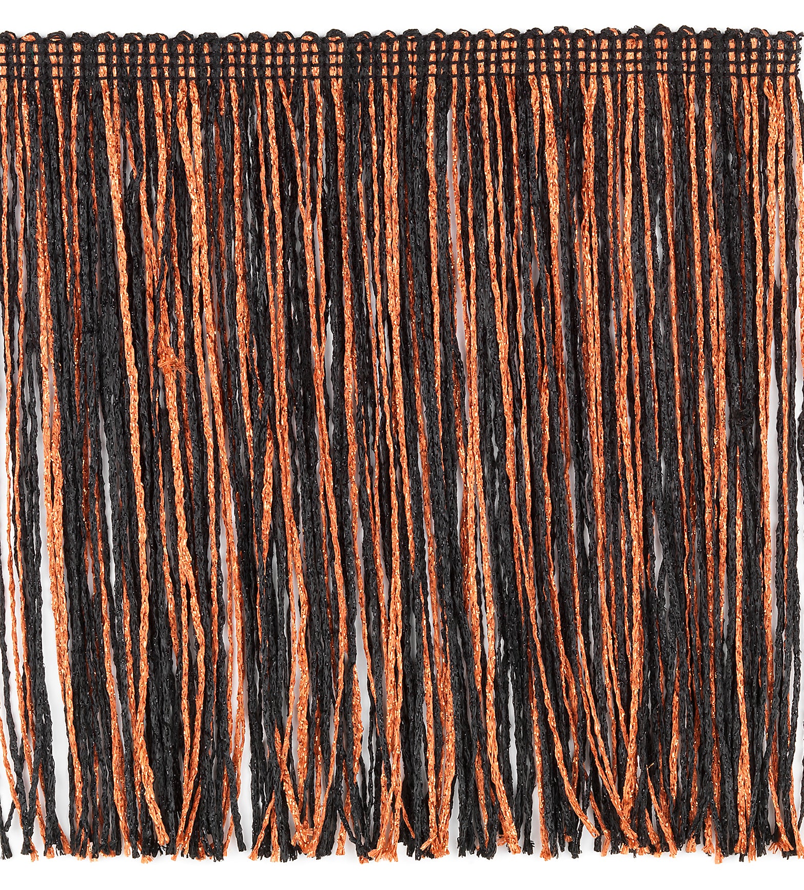 6" Glitter Chainette Fringe Trim (Sold by the Yard) Orange Black Chainette Fringe