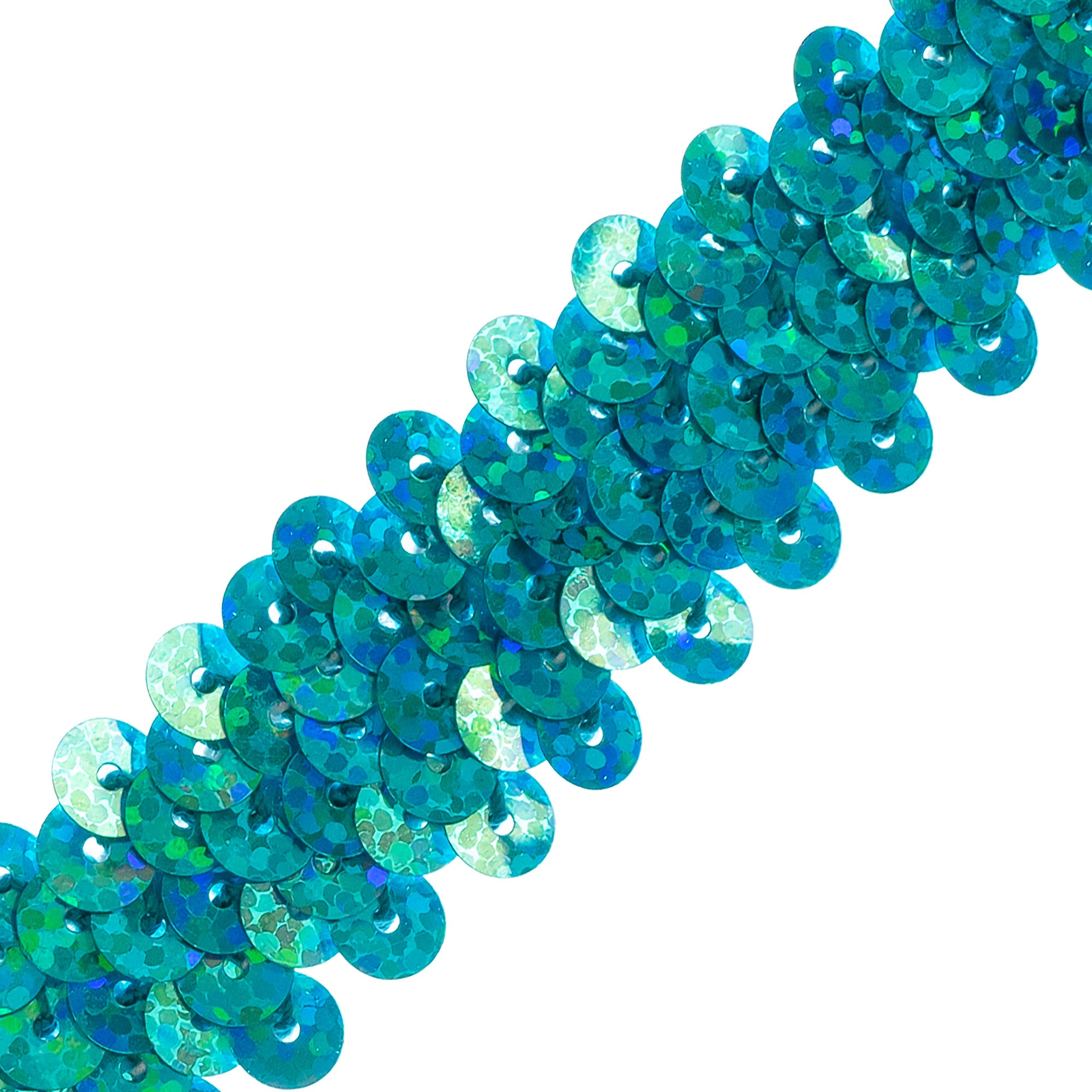 2 Row Starlight Hologram Sequin Stretch Trim (7/8") (Sold by the Yard) Aqua Blue
