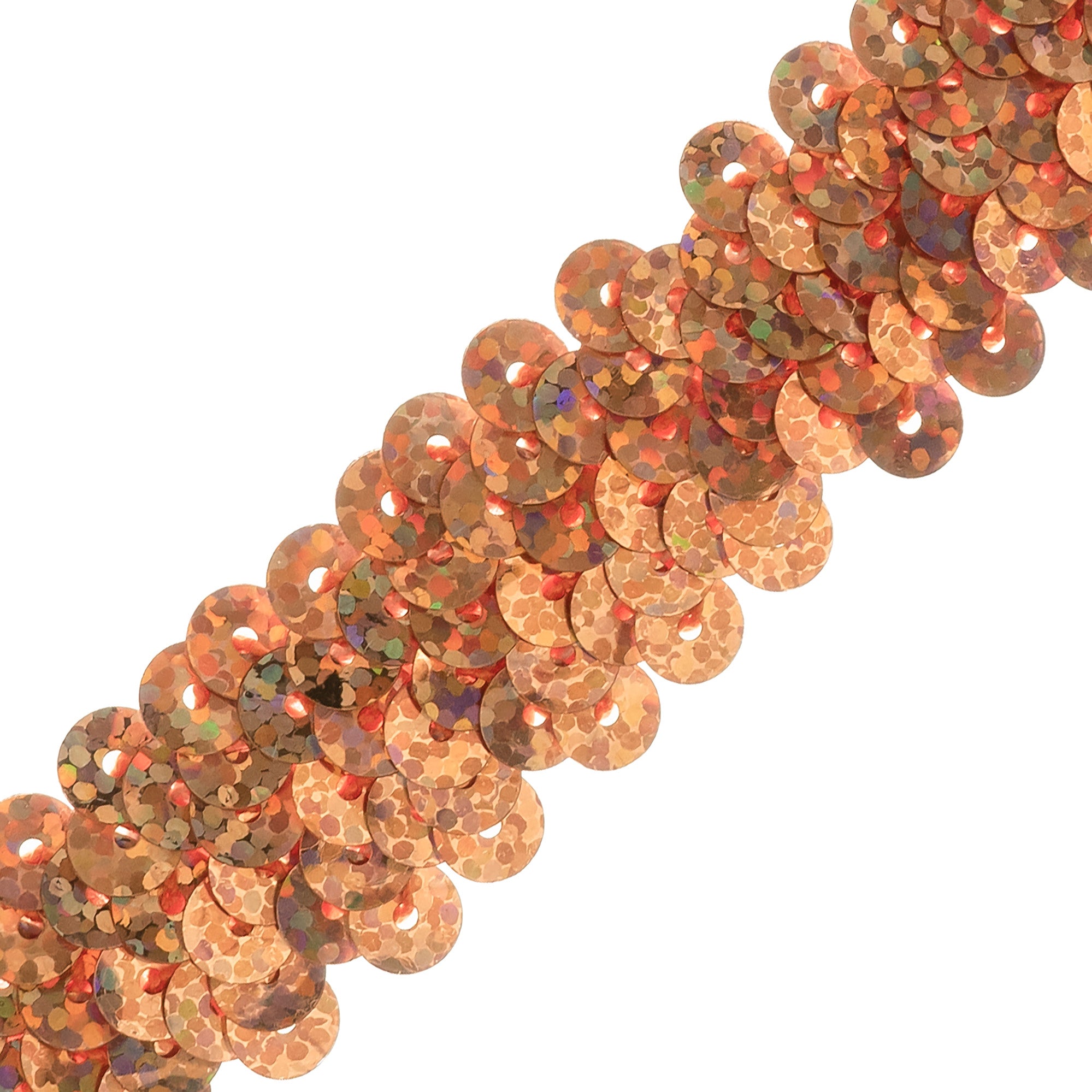 2 Row Starlight Hologram Sequin Stretch Trim (7/8") (Sold by the Yard) Orange