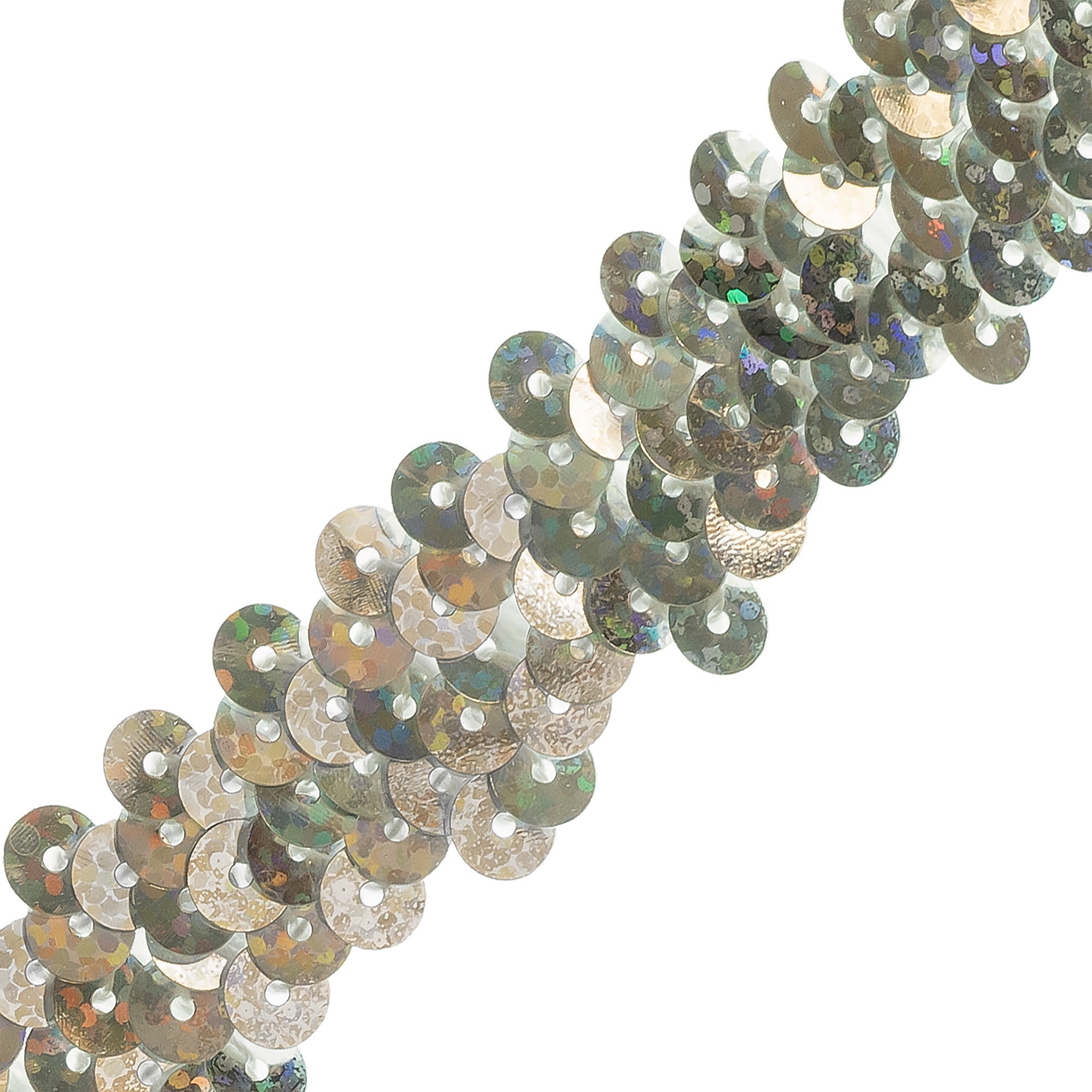 2 Row Starlight Hologram Sequin Stretch Trim (7/8") (Sold by the Yard) Silver
