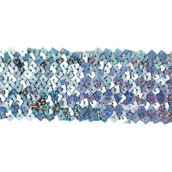 5 yards of 5 Row 1 3/4" Starlight Hologram Square Sequin Stretch Trim