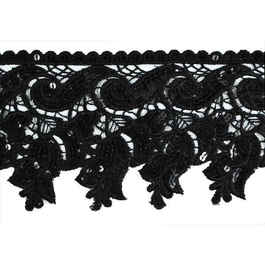 Scroll Rosebuds Venice Lace with Sequin Trim (Sold by the Yard)