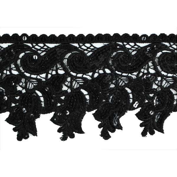 Scroll Rosebuds Venice Lace with Sequin Trim  (Sold by the Yard)