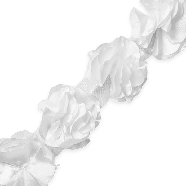 Satin Look Flower Fabric Trim  (Sold by the Yard)