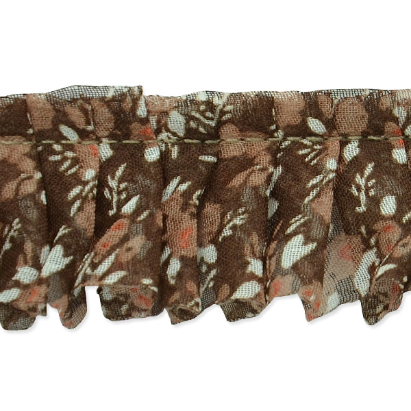 5 Yards of Ruffled Prairie Fabric Trim   - Brown