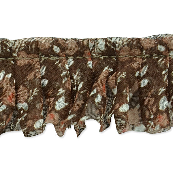 5 Yards of Ruffled Prairie Fabric Trim   - Brown