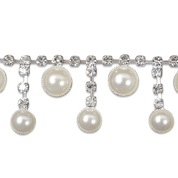 Pearl Drop Rhinestone Chain  (Sold by the Yard)