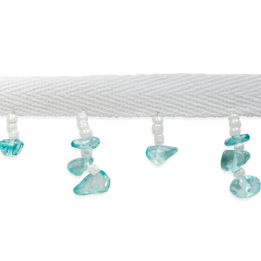 Sea Glass Chip Bead Fringe Trim (Sold by the Yard)