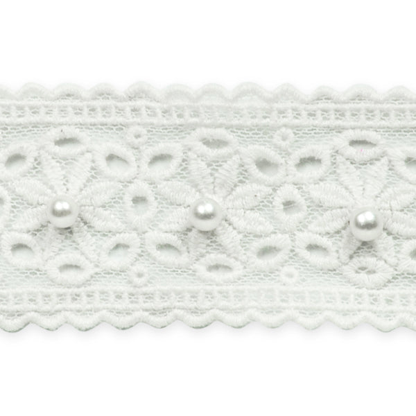 Vintage Bridal Daisy and Pearl Lace Trim (Sold by the Yard)