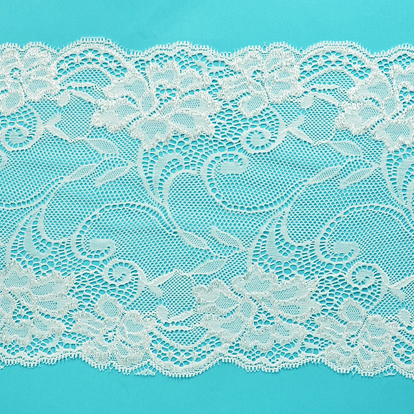 Annabel 7 1/2" Stretchable Polyester Chantilly Lace Trim (Sold by the Yard)