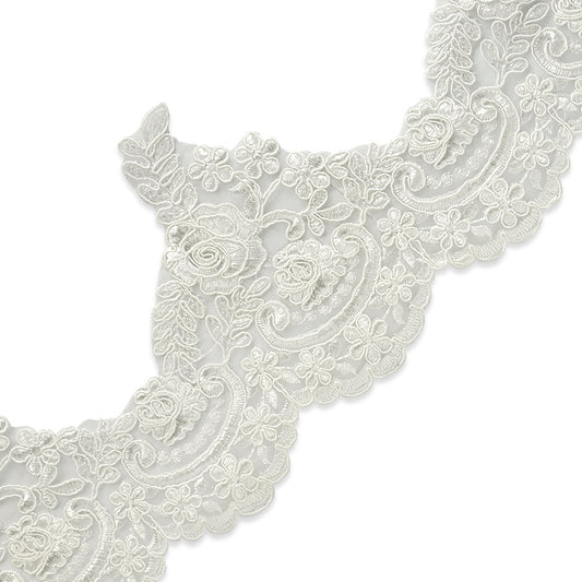 Kerri 5 3/4" Polyester Embroidered Lace Trim (Sold by the Yard)