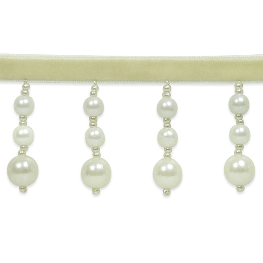 2 1/8" Pearl Beaded  Triple Ball Fringe  (Sold by the Yard)
