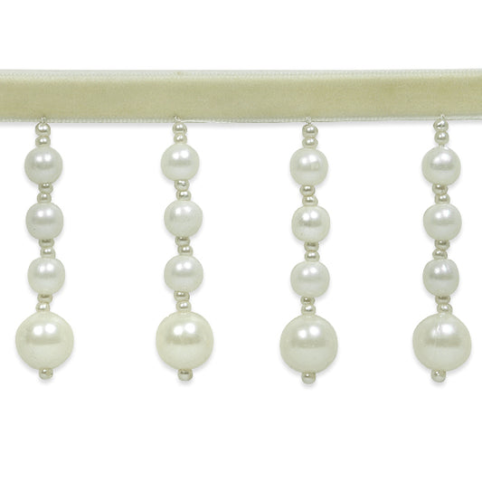 2 5/8" Pearl Beaded Ball Fringe (Sold by the Yard)