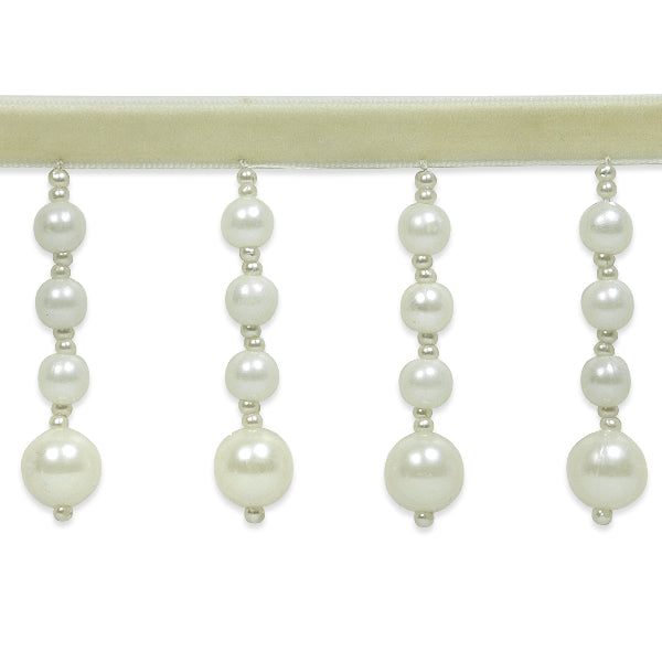 2 5/8" Pearl Beaded Ball Fringe  (Sold by the Yard)