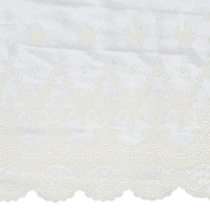 5 yards of Larissa 10 1/2" Laurel Leaf Scalloped Lace Trim  - White