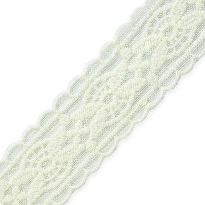 5 yards of Luci 1 1/4" Leaf and Medallion Scalloped Lace Trim  - Off White