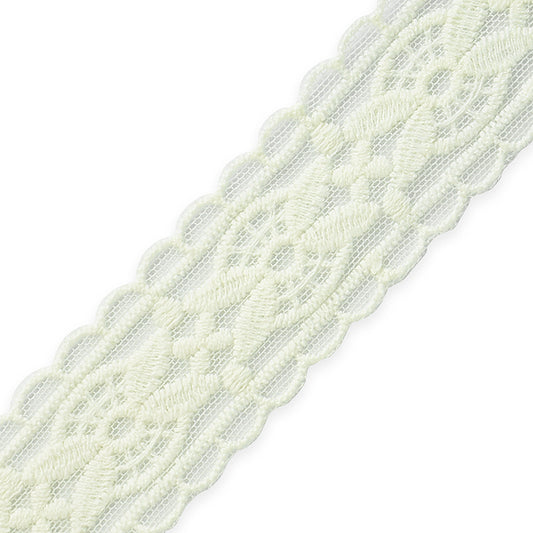 Luci 1 1/4" Leaf and Medallion Scalloped Lace Trim (Sold by the Yard)