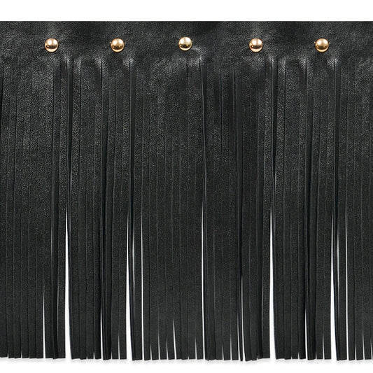 5 3/4" Faux Leather Fringe  w/ Studded Header (Sold by the Yard)