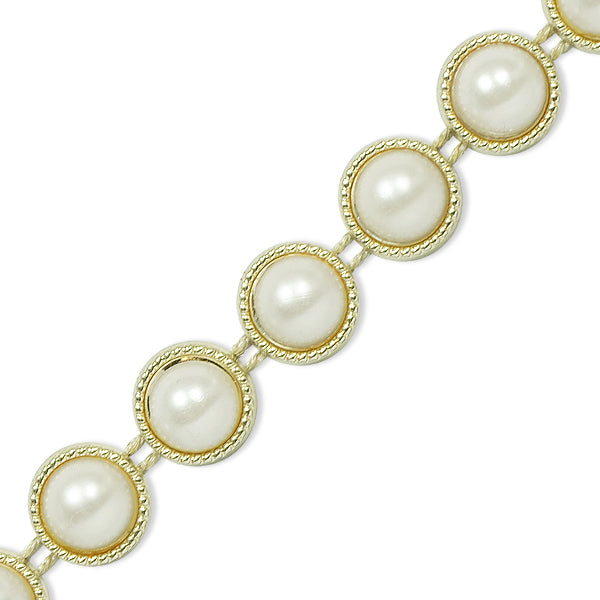 Meeka Flat-Back Gold Pearl Trim 1/2" (Sold by the Yard)