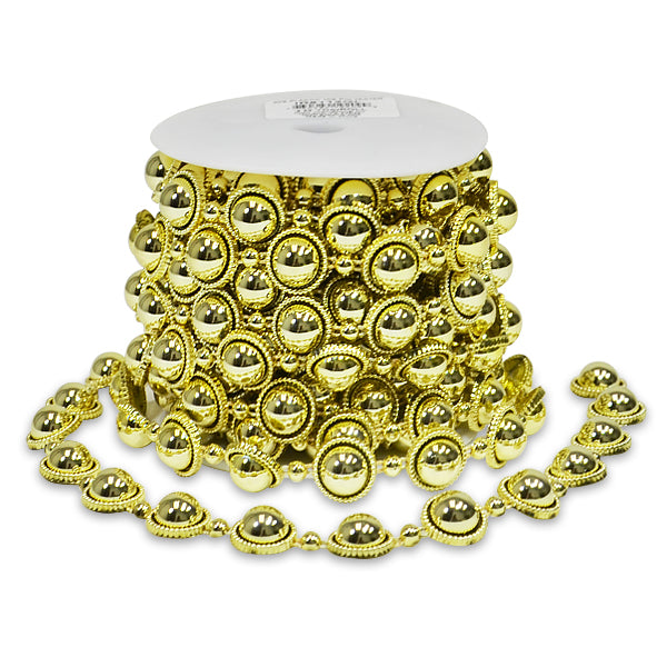 Sage Flat-Back Gold Pearl Trim 3/4"       (Sold by the Yard)