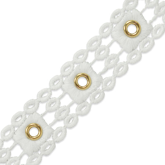 Michelle Bond Brass Eyelet Lace Trim 1" (Sold by the Yard)