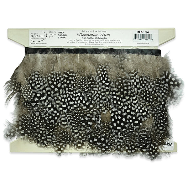Everly Plush Polka Dot Feather Fringe Trim   (Sold by the Yard)