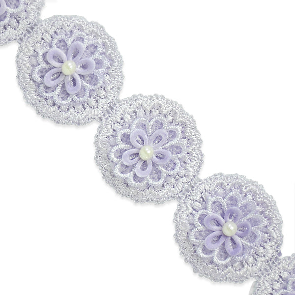 5 Yards of Owen Crochet 3 D Flower trim    - Ivory