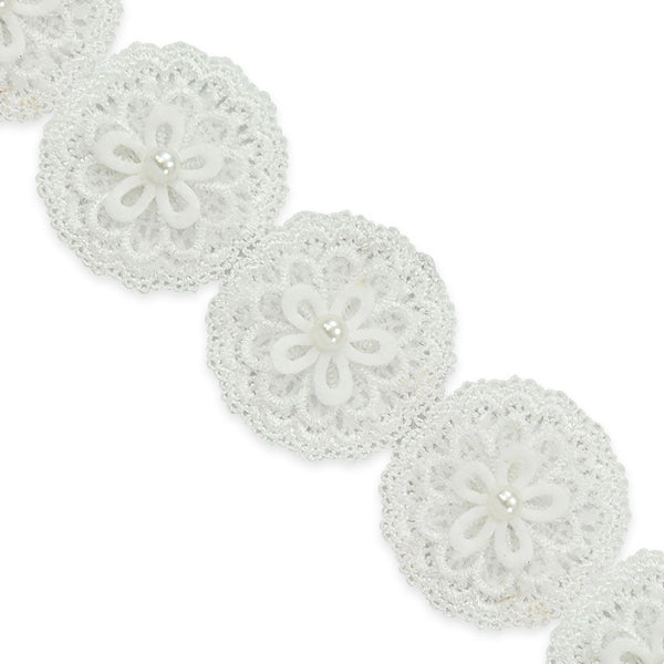 5 Yards of Owen Crochet 3 D Flower trim    - Ivory