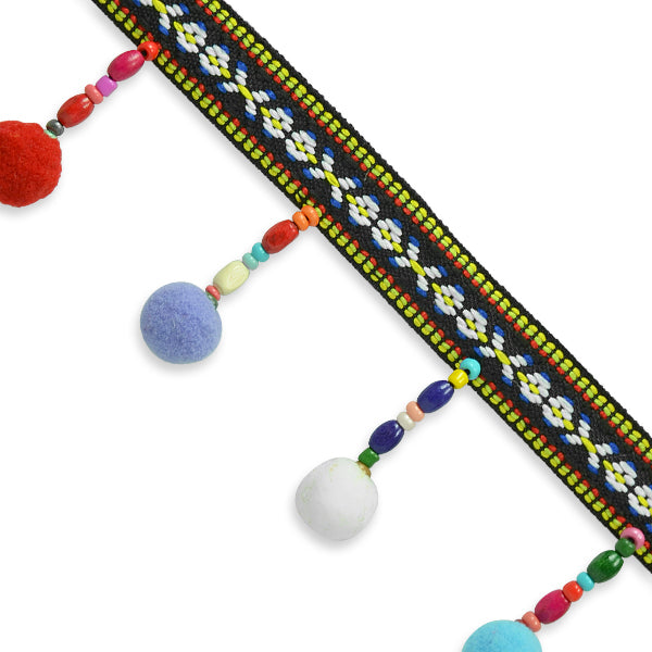 5 Yards of Kaspar Beaded Pom Pom Fringe Trim   - Multi Colors