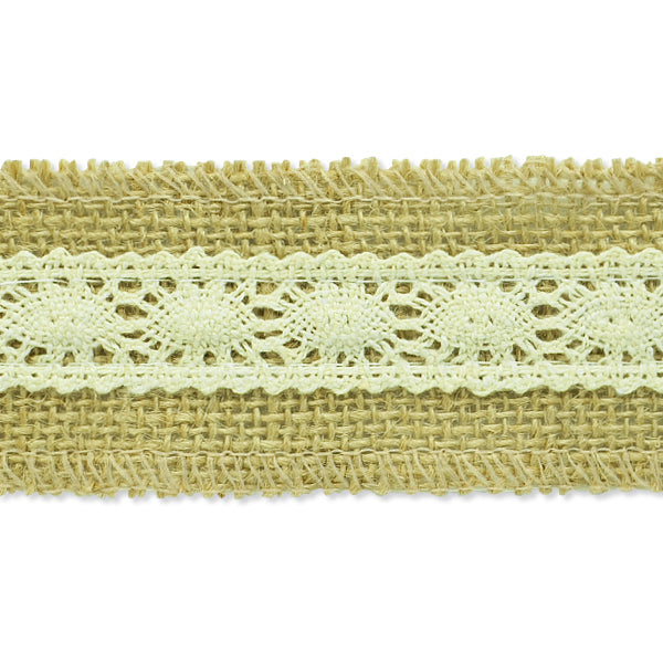 5 Yards of Becky Jute Lace Trim  - Natural