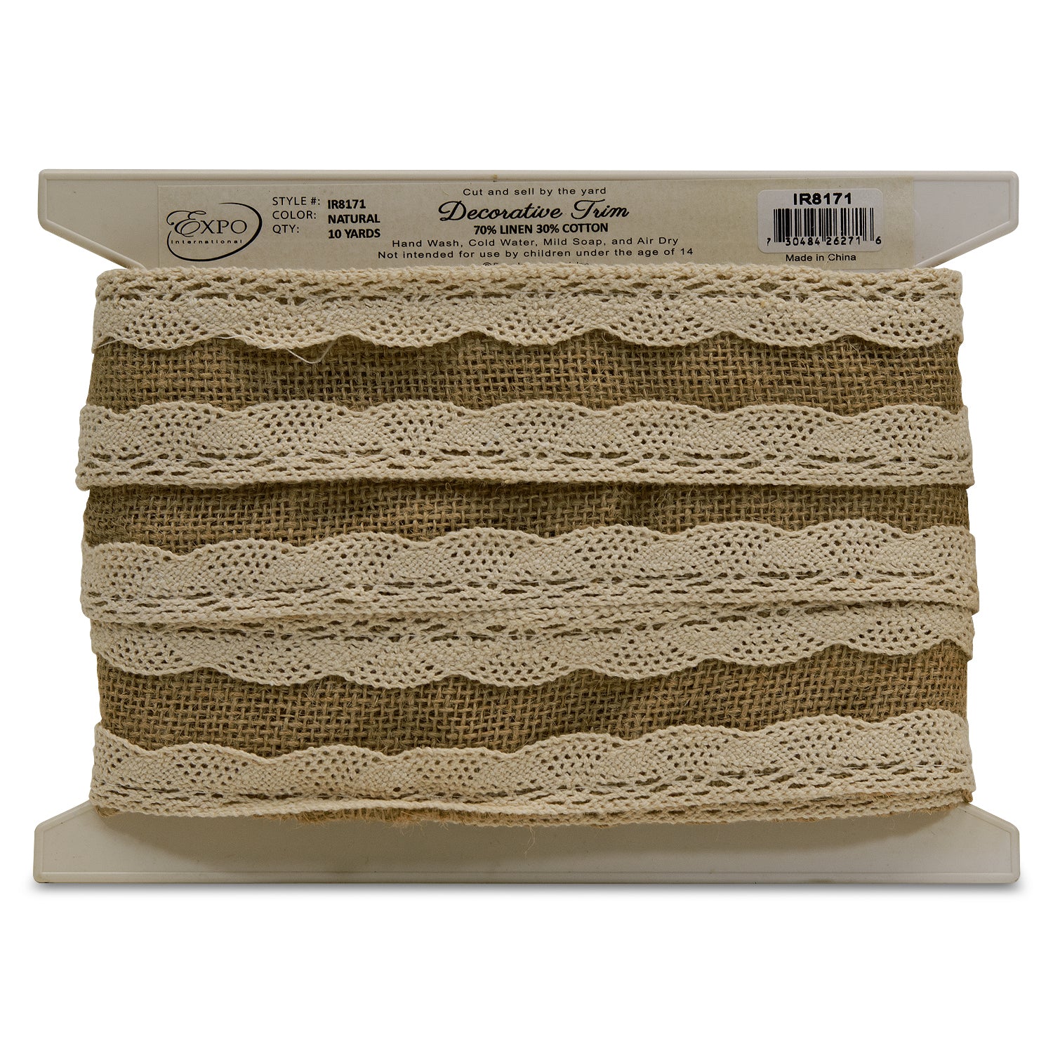 5 Yards of Aubrie Jute Lace Trim  - Natural