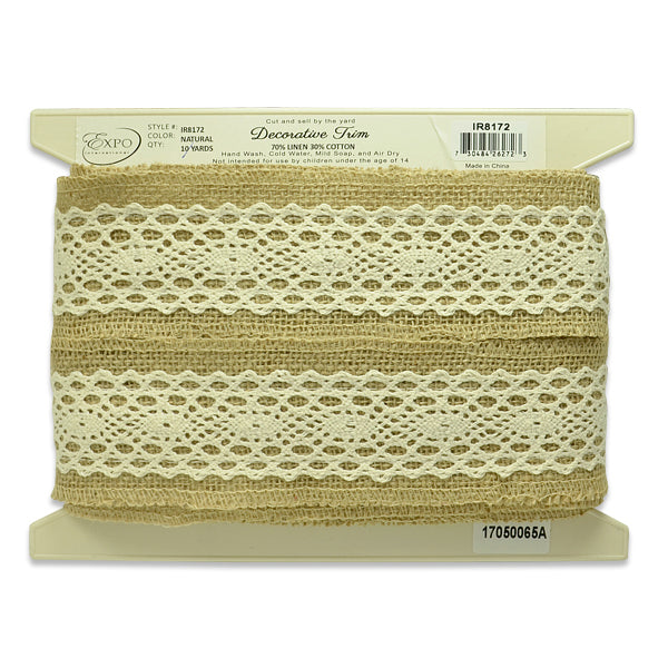 5 Yards of Annalie Jute Lace Trim  - Natural