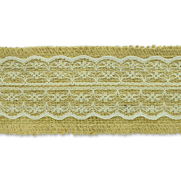 5 Yards of Brylee Jute Lace Trim  - Natural