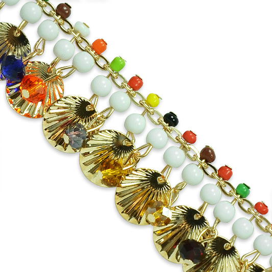 Phaedra Shell Beaded Chain Trim (Sold by the Yard)