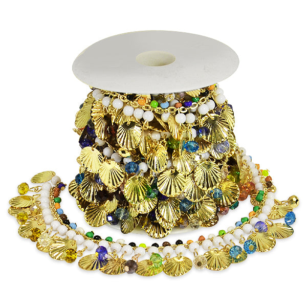 Phaedra Shell Beaded Chain Trim (Sold by the Yard)