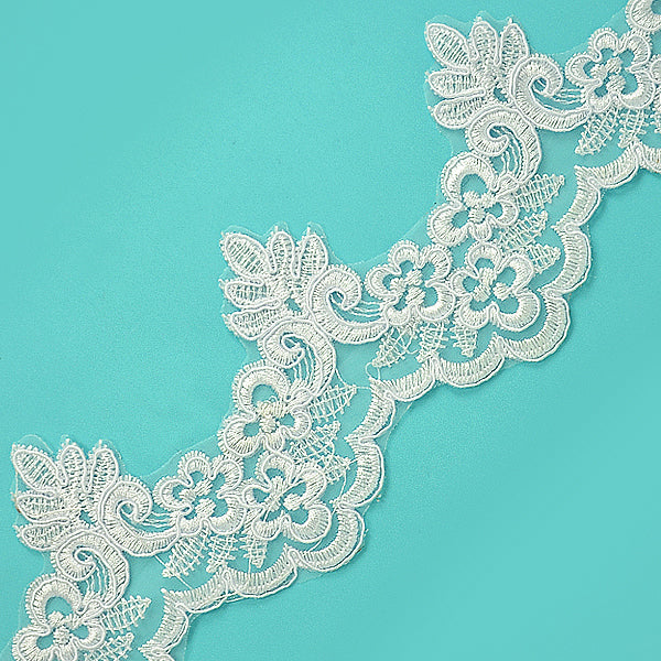 Nicoleta Embroidered Lace Trim  (Sold by the Yard)