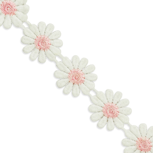 5 Yards of Casey Daisy Flower Trim    - White Multi