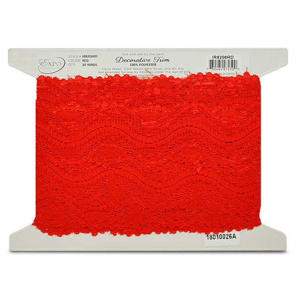 Cora 2 1/4"  Stretch Raschel Lace Trim  (Sold by the Yard)