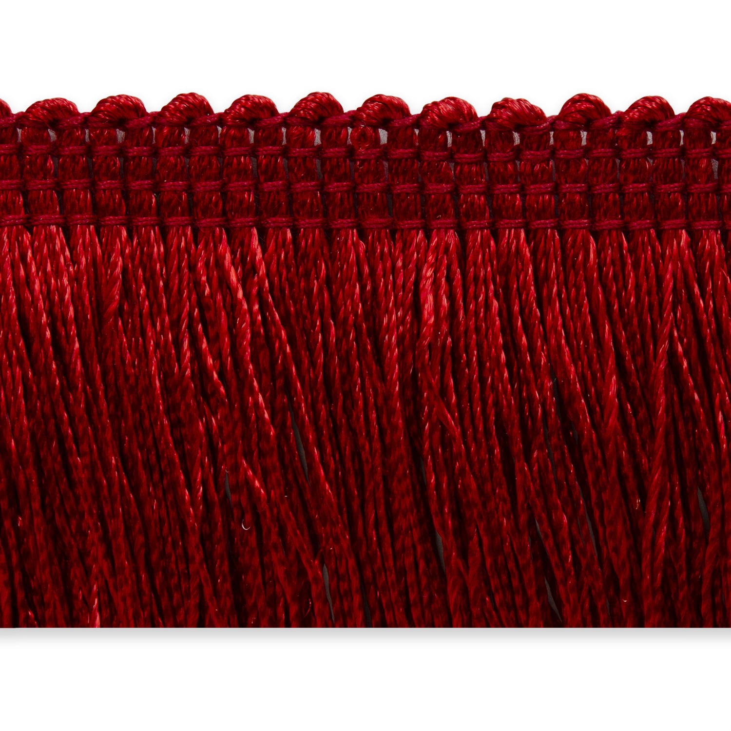 Ellaria 1-1/2" Cut Brush Fringe Trim (Sold by the Yard) Red Brush & Loop Fringe